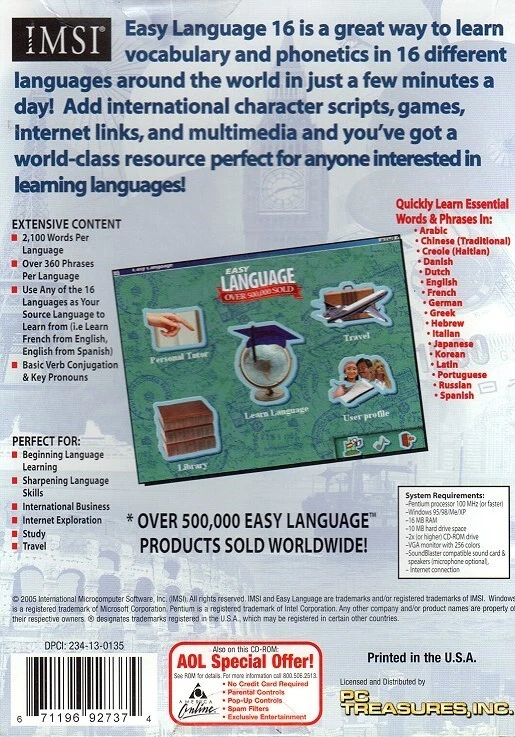 Easy Language (16 Languages) PC-CD Windows 95-XP - NEW CD in SLEEVE - Image 3 of 3