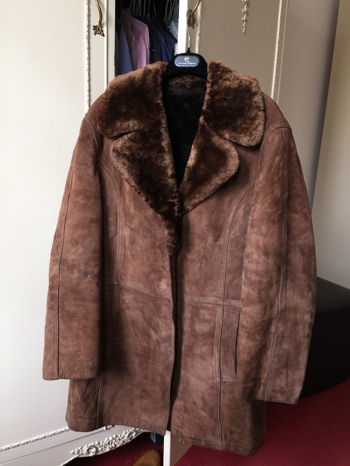 ALTRA Giacca Unisex Vera Pelle di Nave Cappotto In Pelliccia Marrone Pelle di Nave 3 Bottoni