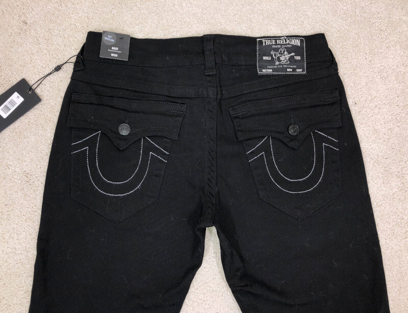 NWT TRUE RELIGION Ricky Flap Relaxed Straight Jeans 33 W X 31 L