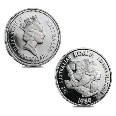 1989 Australia 1.9 oz Proof Platinum Koala 5-coin Set .9995 Fine