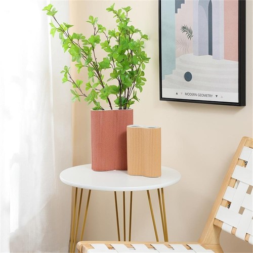 LuxenHome Light Brown Ceramic 7.7-Inch Tall Vase - 第 4/8 張圖片