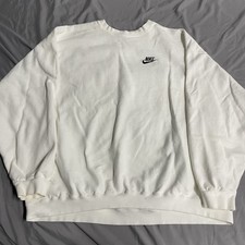 Vintage 90s Nike Embroidered Logo White Crewneck Sweatshirt Size XXL Made In USA