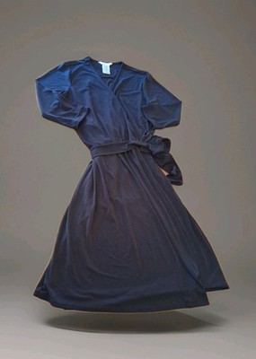 Officegoth Witchy Gothic GEORGE 90s Black Wrap Dress Belted Large Stretchy Busty