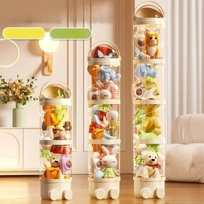 Klar Stofftier Aufbewahrung Tube Groß Spielzeug Organizer Puppe Display Eimer Kinder
