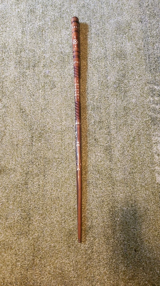 Bastón/Swagger Stick vintage, madreperla con calcomanía de flor y vid. Foto 2 de 4