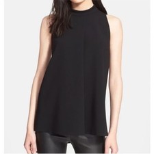 Theory Talniza Satin Crepe Mockneck Sleeveless Top Small