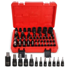 ABN Star Torx Bit Socket 52-Piece Set SAE 1/4 3/8 1/2” Inch 4-Point Square Drive