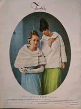 1967 women's EMBA Fredrica white Furs Harry Winston diamond jewelry vintage ad