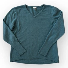 Smartwool Women's V Neck Sweater Pullover Green Merino Wool Blend Size M