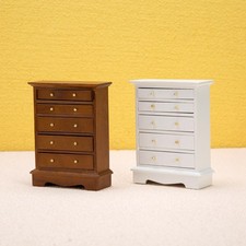 1:12 Casa de Muñecas 5 Cajones Gabinete Modelo Simulación Madera Mueble Modelo Dormitorio