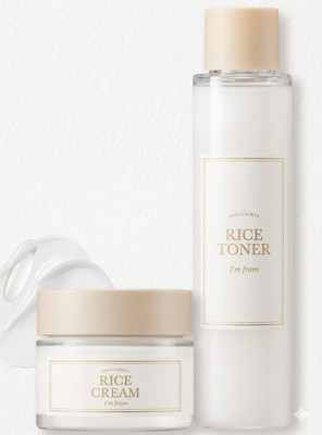 I'm from Rice Toner 150ml + Reiscreme, strahlender Look, pflegt tief, feuchtigkeitsspendend