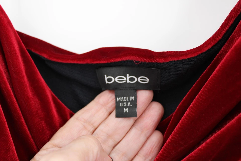 Vestido Bebe Mujer Mediano Rojo Terciopelo Acanalado Un Hombro Asimétrico Fiesta EE. UU. Foto 4 de 4