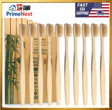 Bamboo Toothbrushes 10 Pack Biodegradable Soft Medium Charcoal Bristles