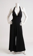 Vtg 70s Fredericks of Hollywood Glydons Jumpsuit Disco Open Back Halter Small