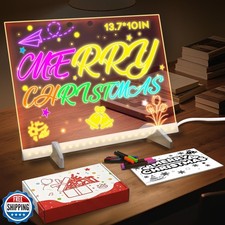 LED Drawing Board -13.7'' X 10" Doodle Glow Board for Christmas G