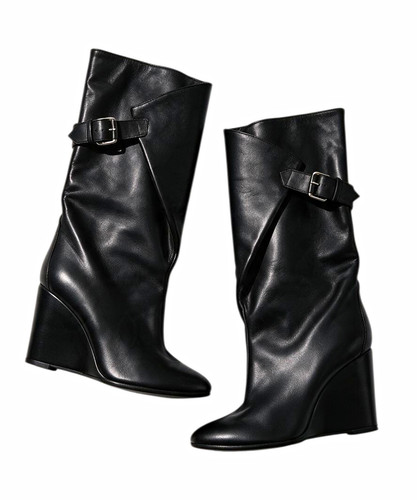 Balenciaga, Stivali vintage Balenciaga in pelle con zeppa neri EU 36 US 6