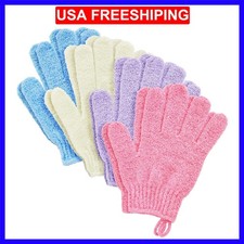 4 Pairs Body Exfoliating Gloves for Shower, Bath Scrub Wash Mitt for Women, M...