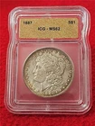 1887  MORGAN SILVER DOLLAR  ICG  MS 62                                   #T1739