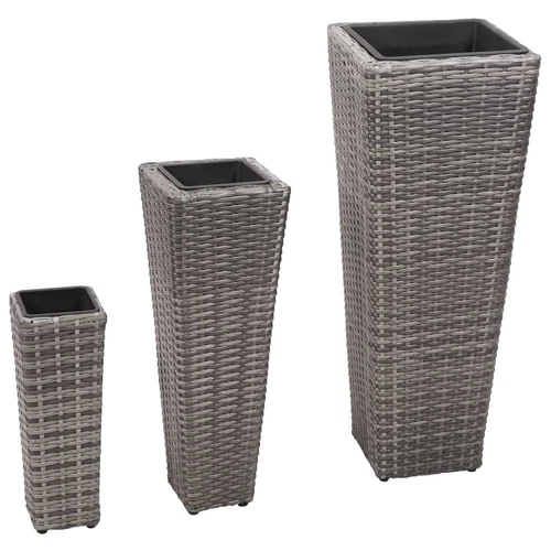 Maceteros Elevados de Jardín Jardineras Macetas 3 uds Ratán Sintético vidaXL - Imagen 3 de 27