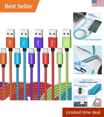 USB Cable C to USB A 10ft-5 Pack USB Type C Cable Fast Charging Nylon Braided...