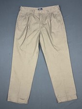 Vintage Polo Ralph Lauren Pants Mens 40x32 Brown Pleated Khakis Cuffed Straight