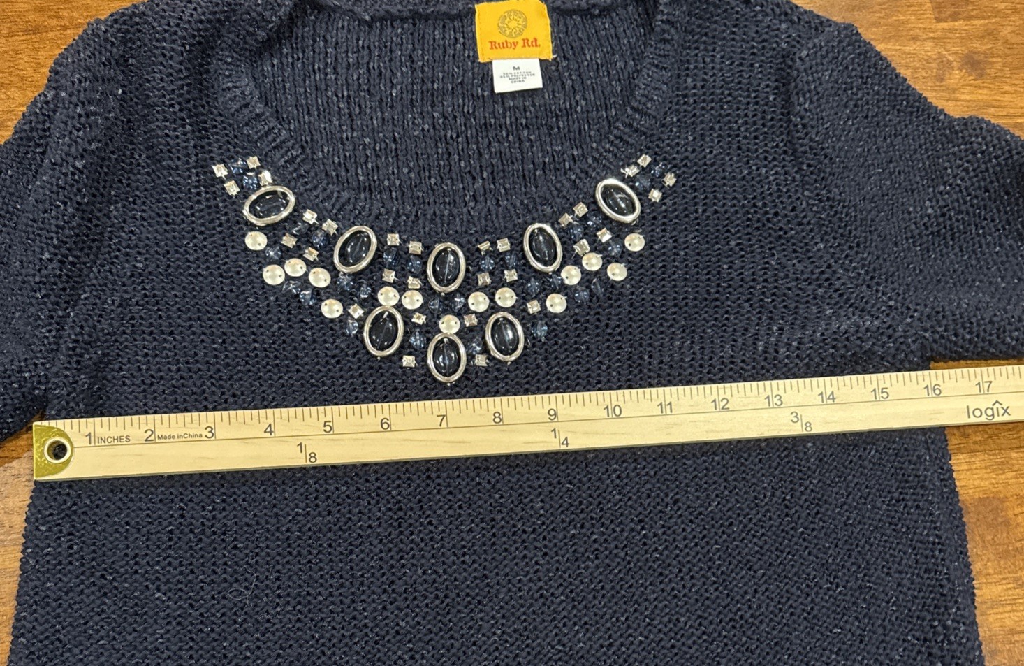 Ruby Rd Sweater Pullover Embellished Black Jewel … - image 10