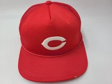 Vintage Cincinnati Reds YoungAn Distressed Rope Mesh Trucker Snapback Hat Cap
