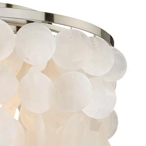 Elsa 16 In. W Satin Nickel Capiz Shell Coastal Flush Mount Ceiling Light Fixture - Picture 10 of 11