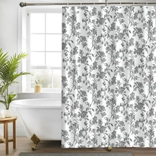 Black Sage Shower Curtain, 60x72, Cotton Floral Cottagecore, Elegant Fabric