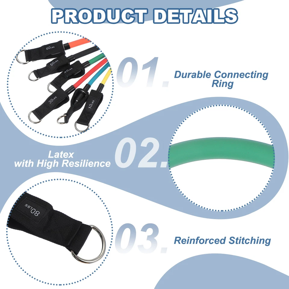 Лента трубки сопротивления 30 фунтов/40 фунтов/50 фунтов упаковка 3 шт., красная/зеленая/черная - Изображение 3 из 4