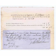 1850 Billhead, Provost & Magistrates of LINLITHGOW Feu Duties receipt