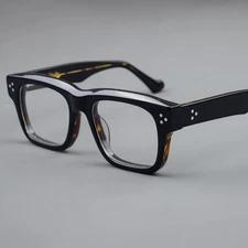 Thick Acetate Square Leopard Eyeglass frames Women MenGlasses FullRim Spectacles