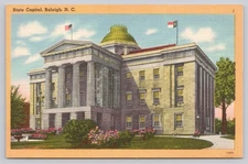 Vintage Linen Postcard State Capitol Raleigh NC Tichnor Bros 1930s