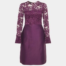 CH Carolina Herrera Purple Lace and Satin Short Dress XS