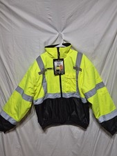 Radians SJ11QB-3ZGS-XL Hi Viz Class 3 Weatherproof Bomber Jacket Green S Large