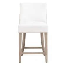 Maklaine Counter Stool in Peyton-Pearl and Bisque French Linen Fabric