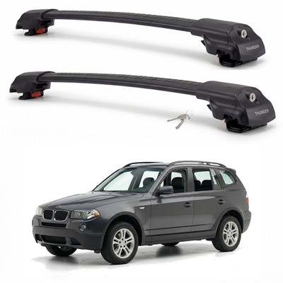 Roof Rack Cross Bars for BMW X3 2011-2017 Aluminum Black Pair