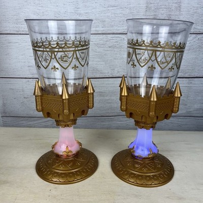 2 Disney Parks Beauty & The Beast Be Our Guest Plastic Light Up Gold Cup Chalice