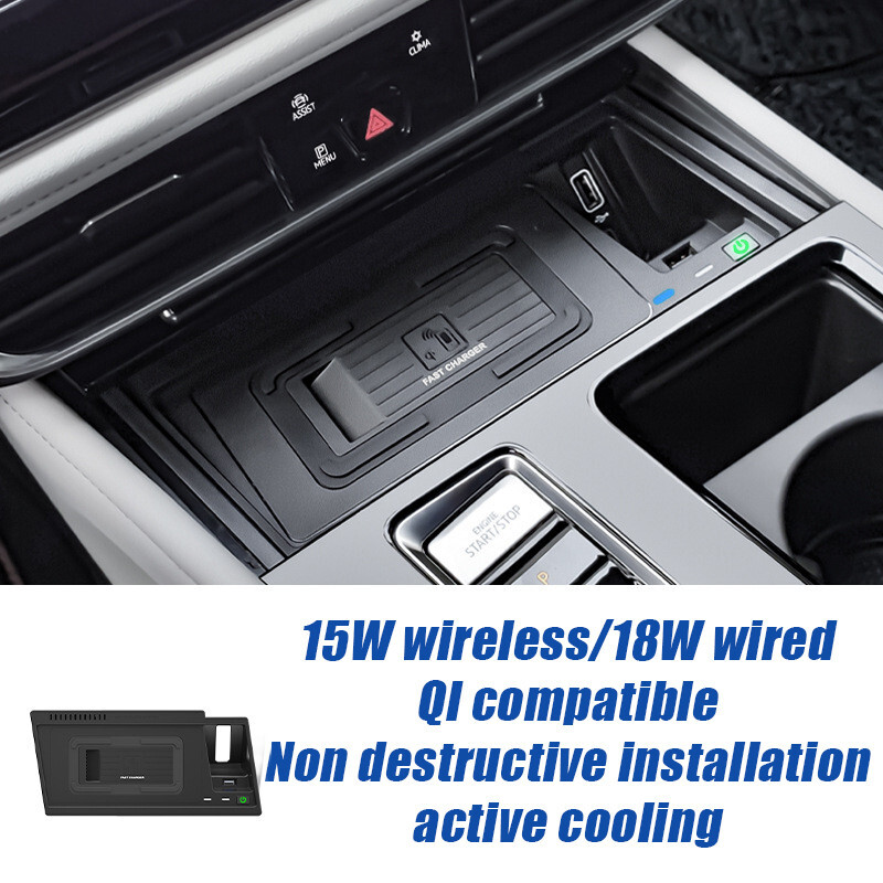 15W Wireless Fast Charger Tray Pad Fits For VW Atlas Cross Sport 2022