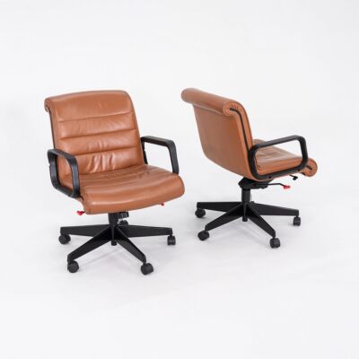 2000s Richard Sapper for Knoll Management Desk Chair in Cognac Leather 7x Avail