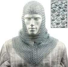 BATTLE READY CHAIN MAIL COIF MEDIEVAL RENAISSANCE CHAINMAIL HOOD ARMOR -6 Colors