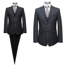 Herrenanzug mit Weste Dunkelgrau leicht Tailliert