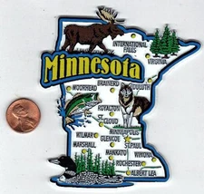  MINNESOTA JUMBO  STATE MAP  MAGNET 7 COLOR   NEW USA   MINNEAPOLIS  ROCHESTER