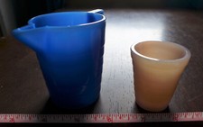 Akro Agate "Stacked Disk" Child's Tumbler and Pitcher