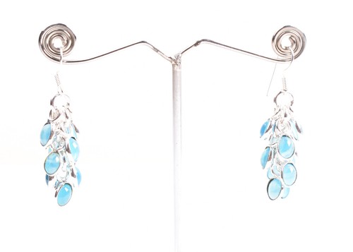 Trauben Blumenstrauß Aquamarin Marine Handgefertigt Rhodium Poliert Elegant Lang - Bild 2 von 5