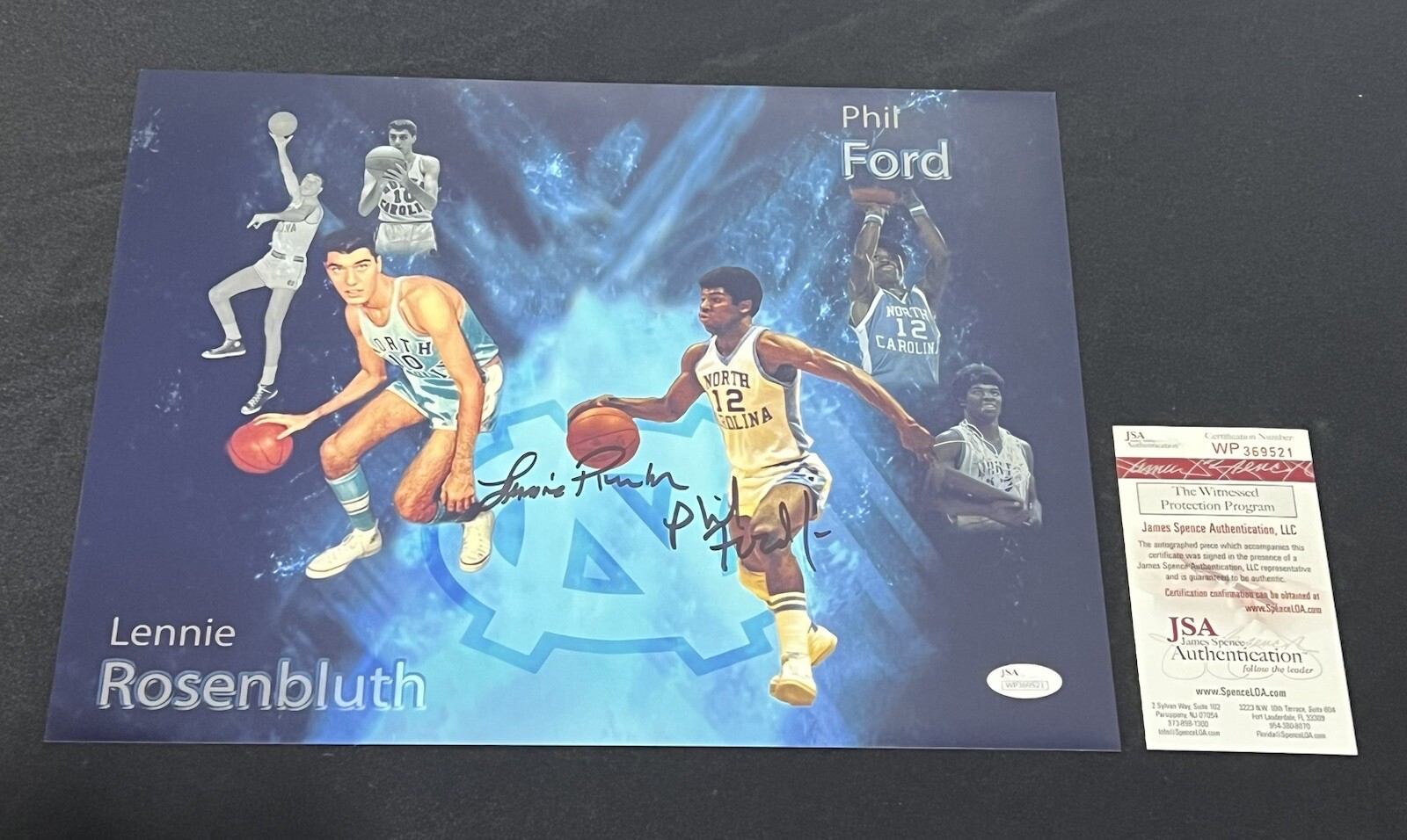 Phil Ford & Lennie Rosenbluth Autographed Signed North Carolina Tar Heels 11x14 Photo JSA 