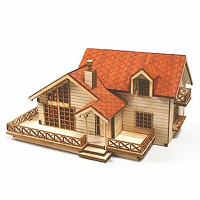 Desktop Wooden Model Kit Garden House B with a large deck by YOUNGMODELER