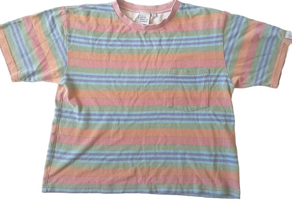  Ghanda Rainbow Oversized Loose Fit T Shirt Womens Sz 8 Beach Striped Surf Skate
