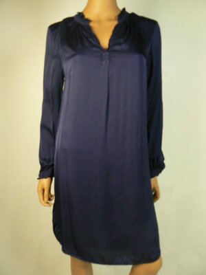 $258 Velvet by Graham & Spencer Navy Donna Satin Shift Dress S 4 6 NEW V275