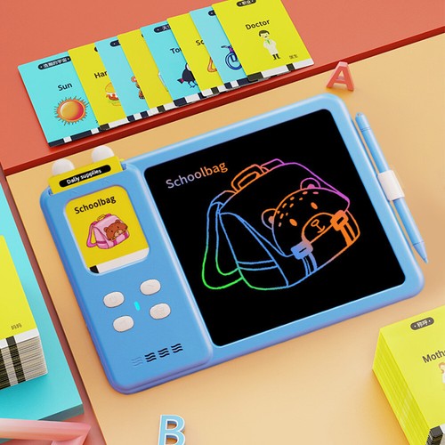LCD Card Learning Machine with 112 Cards Doodle Board for Kids (Blue) - Photo 3/6